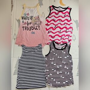 Girls Tank Top Set in Pink, Black & White - 4 Pack
